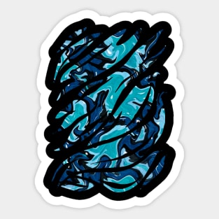 Blue ocean waves abstract shapes Sticker